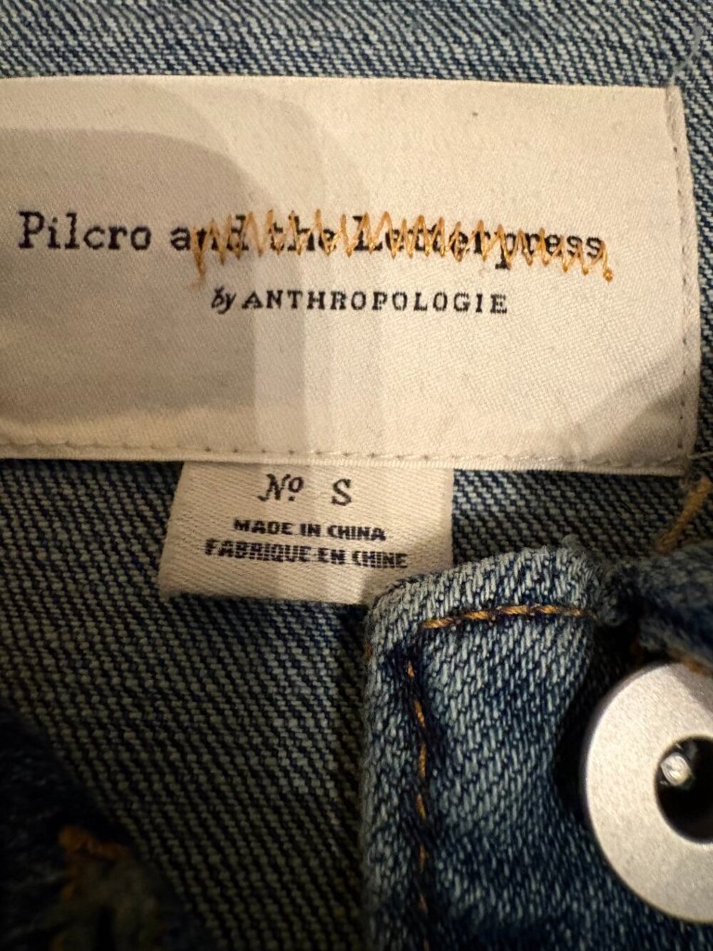 Like New, Anthropologie Pilcro & The Letterpress Denim Sweater Jacket. Size S - Picture 10 of 11